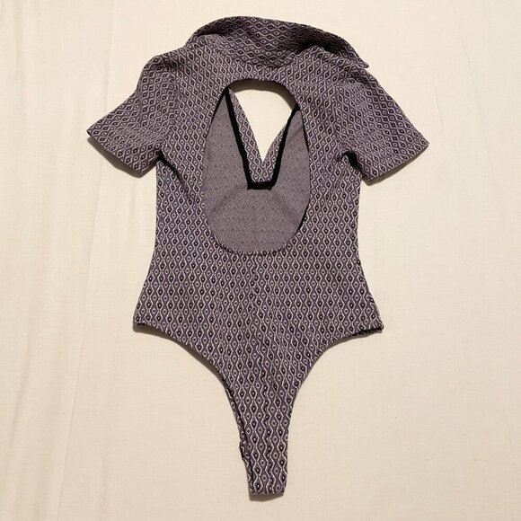 Zara Lilac Geometric Print Open Back Bodysuit Size XS - Picture 11 of 16